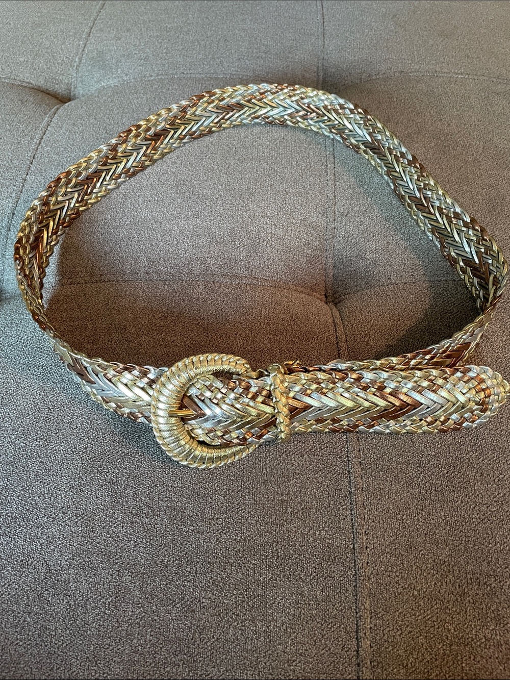 Woven Metallic Multi-Tone Belt - Gold Accent